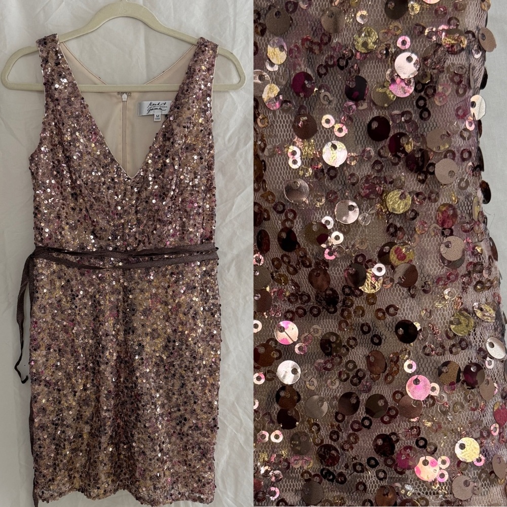 MARK & JAMES BADGLEY MISCHKA | SLEEVELESS GLAM Y2K COCKTAIL SEQUIN MINI DRESS